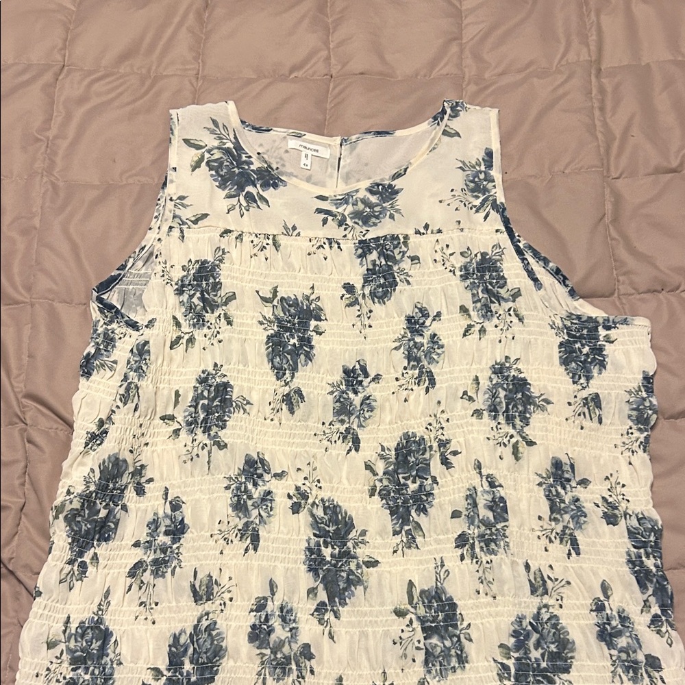 Maurices Blue and White Floral Tank Top